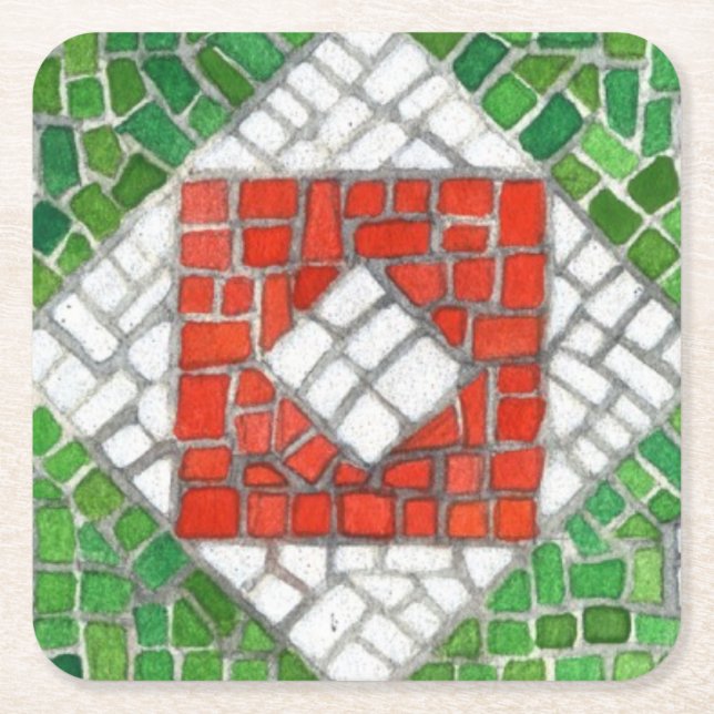 HOLIDAY MOSAIC Square Paper Coasters (Front)