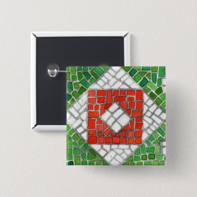 HOLIDAY MOSAIC Square Pin Button (Front & Back)