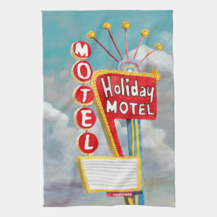 Holiday Motel Sign Tea Towel