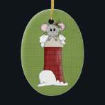 Holiday Mouse Ceramic Christmas Ornament<br><div class="desc">Text can be added to this ornament to make a personalized holiday gift. If you need help,  just click on the contact link below to send the designer a personal detailed message.</div>