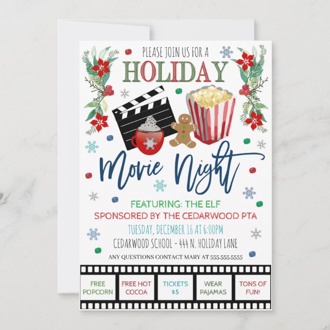 Holiday Movie Night Invitation (Front)