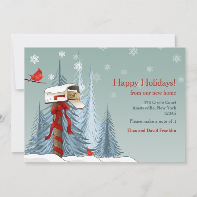 Holiday Moving Announcement Greeting Card (Front)