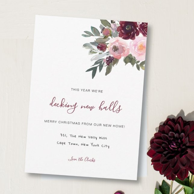 holiday moving Christmas change of address floral (Creator Uploaded)