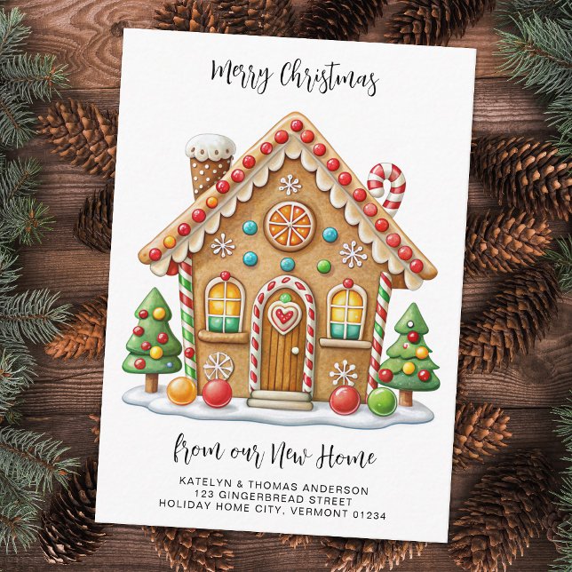 Holiday Moving Cute Gingerbread House New Address Enclosure Card (Creator Uploaded)
