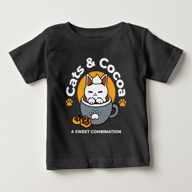 Holiday Mug Design with Cosy Cat and Paw Cookies Baby T-Shirt (Front)