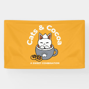 Holiday Mug Design with Cosy Cat and Paw Cookies Banner