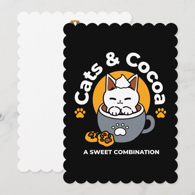 Holiday Mug Design with Cosy Cat and Paw Cookies Card (Front/Back)