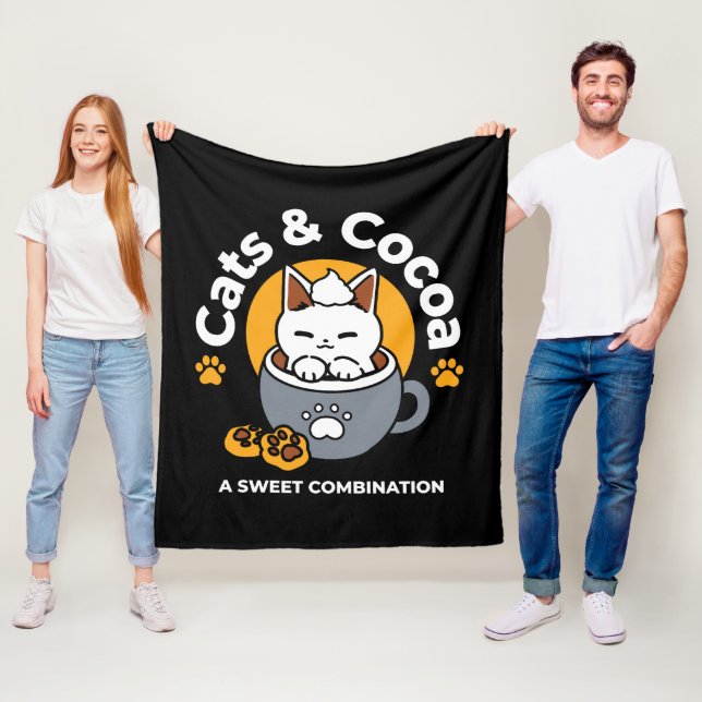 Holiday Mug Design with Cosy Cat and Paw Cookies Fleece Blanket (In Situ)