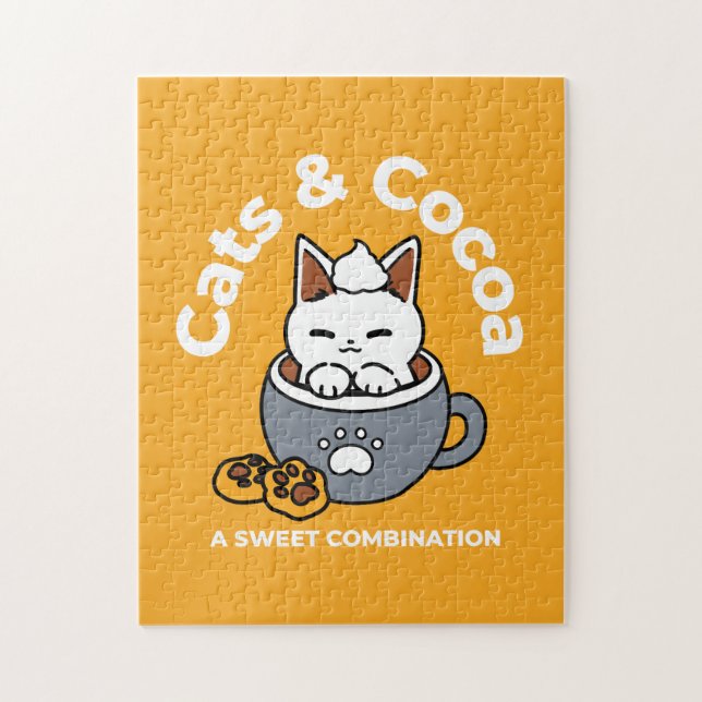 Holiday Mug Design with Cosy Cat and Paw Cookies Jigsaw Puzzle (Vertical)