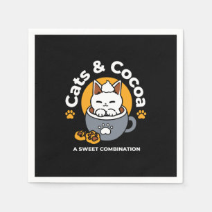 Holiday Mug Design with Cosy Cat and Paw Cookies Napkin
