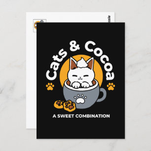 Holiday Mug Design with Cosy Cat and Paw Cookies Postcard