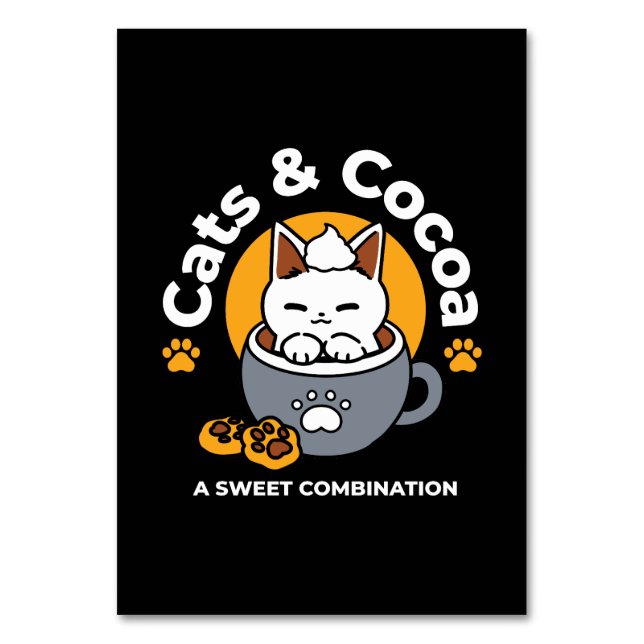 Holiday Mug Design with Cosy Cat and Paw Cookies Table Number (Front)