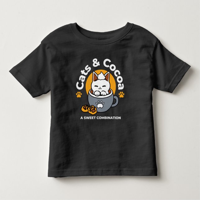 Holiday Mug Design with Cosy Cat and Paw Cookies Toddler T-Shirt (Front)