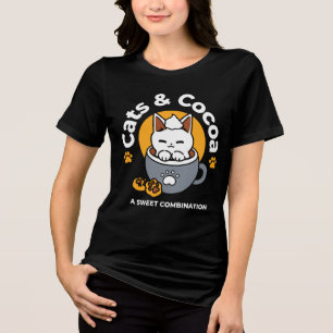 Holiday Mug Design with Cosy Cat and Paw Cookies Tri-Blend Shirt