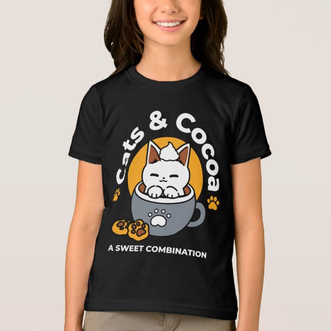 Holiday Mug Design with Cosy Cat and Paw Cookies Tri-Blend Shirt (Front)