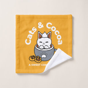 Holiday Mug Design with Cosy Cat and Paw Cookies Wash Cloth