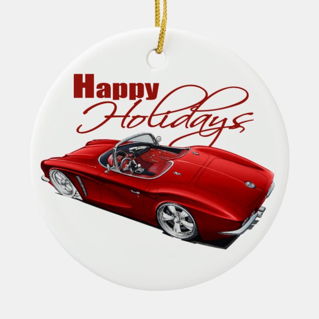 Holiday Muscle Car Ceramic Tree Decoration (Front)