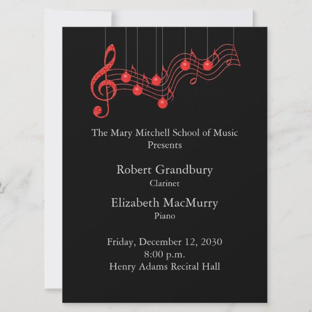 Holiday Musical Recital Program Invitation (Front)