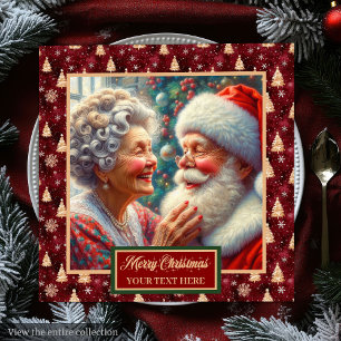 Holiday Napkins Mr. & Mrs. Claus Christmas Trees