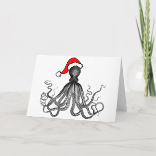 Holiday Nautical Steampunk Octopus Vintage Kraken Card