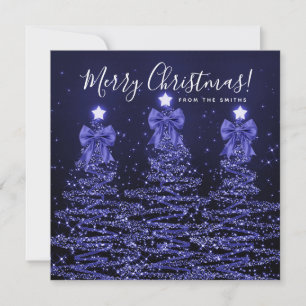 Holiday Navy Blue Christmas Trees Greeting  Card