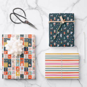 Holiday Nutcracker Advent Calendar Wrapping Paper Sheet