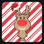 Holiday of funny Christmas santa Square Sticker<br><div class="desc">holiday of funny Christmas santa is the funny red nose reindeer of santa claus. Customise and personalise as desired. Easily add personal text, message, name or greetings, as desired.</div>