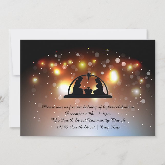 Holiday of LIghts Nativity - Christmas Invitation (Front)
