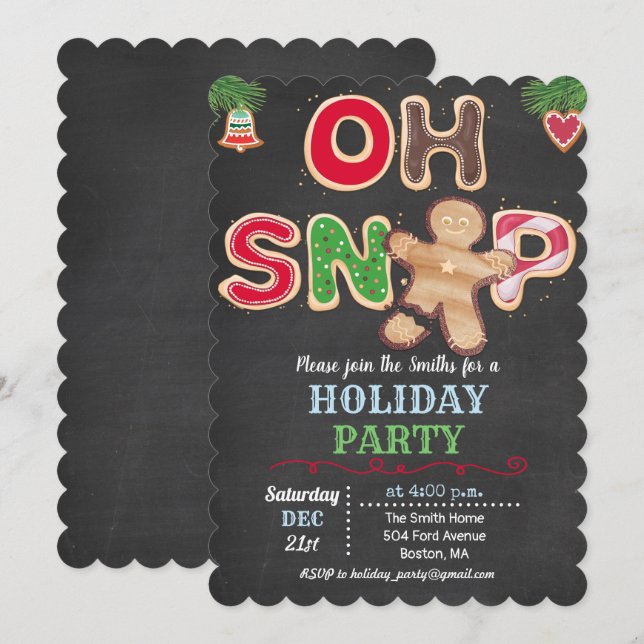Holiday Oh Snap Gingerbread Cookie Invitation (Front/Back)