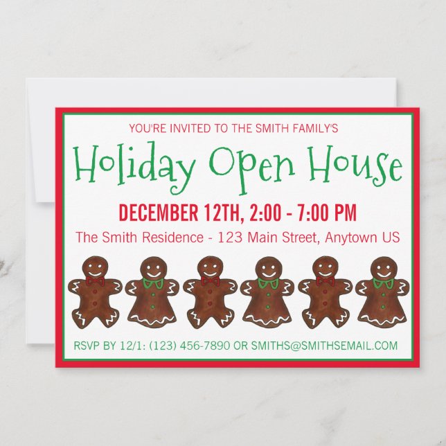 Holiday Open House Gingerbread Christmas Cookies Invitation (Front)