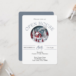 HOLIDAY OPEN HOUSE - Little Red House in Winter Invitation