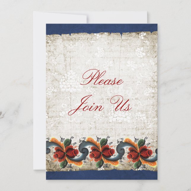 Holiday Open House  Rosemaling Invitation (Front)