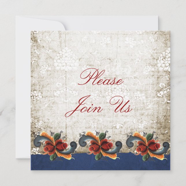 Holiday Open House Rosemaling Scandinavian Invitation (Front)