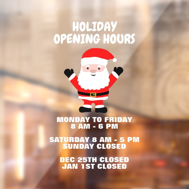 Holiday opening hours business sign window cling (Sheet 2)