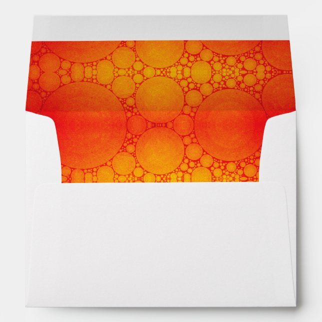 Holiday Orange Yellow Circle Pattern Festive Lined Envelopes (Back (Bottom))
