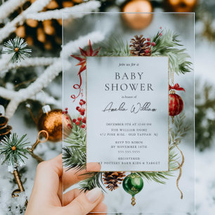 Holiday Ornament Acrylic Baby Shower Invitation