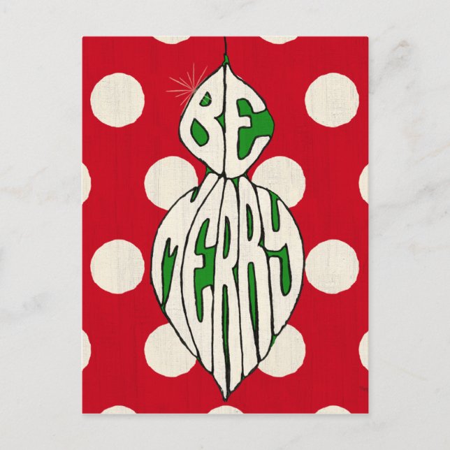 Holiday Ornament Be Merry Postcard (Front)
