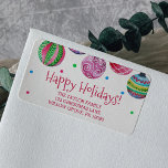 Holiday Ornament Christmas Label<br><div class="desc">These holiday ornament christmas address labels are perfect for a festive holiday card or invitation. The watercolor design features dangling colourful christmas baubles with red green and blue confetti.</div>