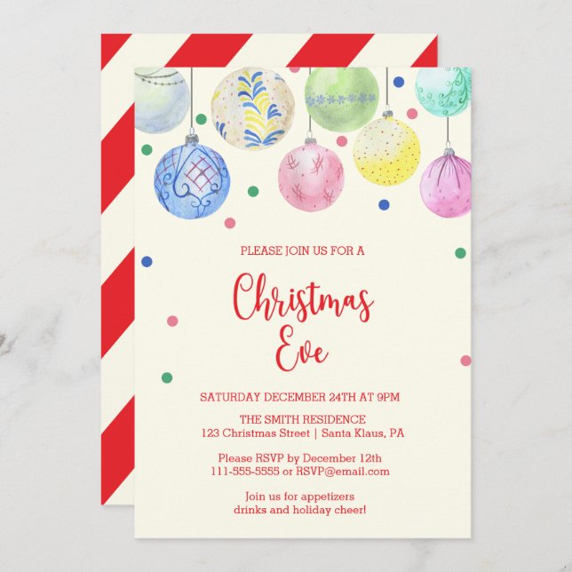 Holiday Ornament Christmas Party Invitation (Front/Back)