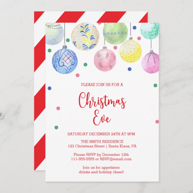 Holiday Ornament Christmas Party Invitation (Front/Back)