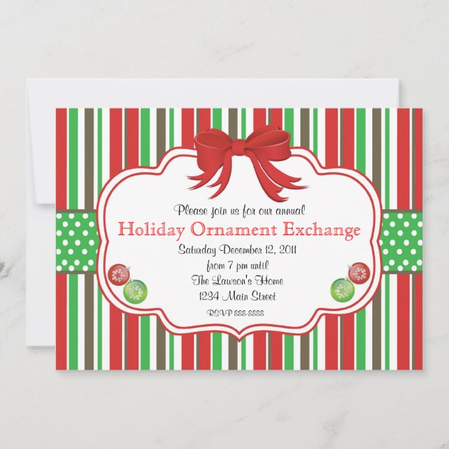 Holiday Ornament Exchange Ginger Bread Men Invitation (Front)