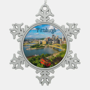 Holiday Ornament-- Great photo of Pittsburgh  Snowflake Pewter Christmas Ornament