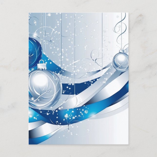 HOLIDAY ORNAMENTS BLUE / WHITE #2 POSTCARD (Front)