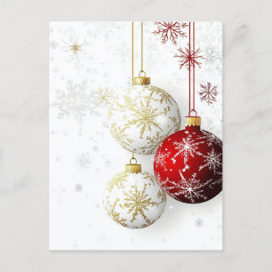 HOLIDAY ORNAMENTS RED / GOLD #2 POSTCARD