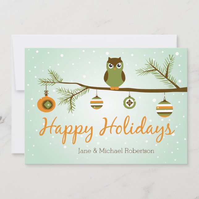 Holiday Owl Christmas Card (Front)