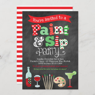 Holiday Paint and Sip Wine and Painting Invitation
