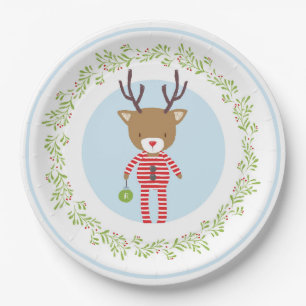 Holiday Pajama Party - Reindeer in Pyjamas Paper Plate
