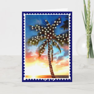Holiday Palm Tree Lights at Sunset Card