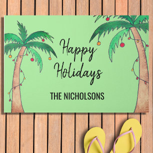 Holiday Palm Trees Personalised Doormat