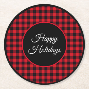 Holiday Paper Coasters Buffalo Plaid
